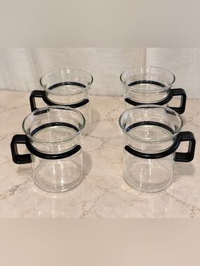 Bodum Espresso Glass Cups – Set of 4 – Black Handles